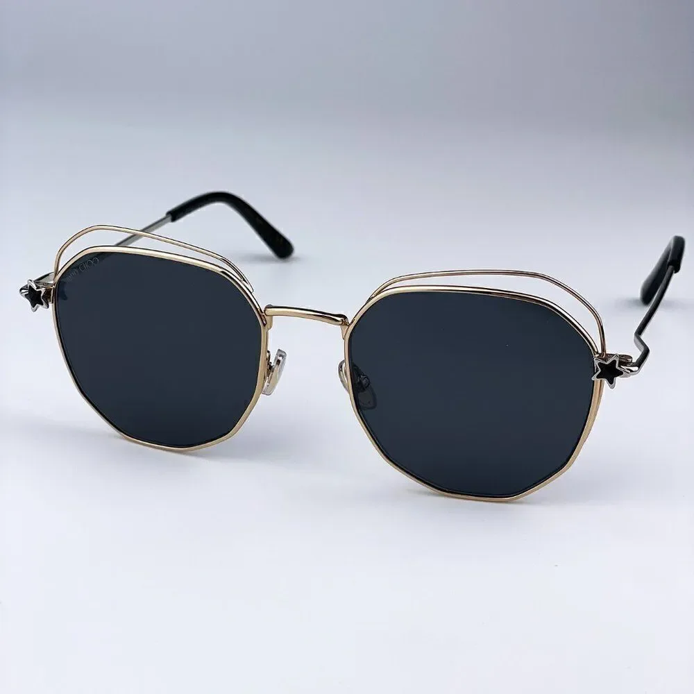 SALE! NEW Jimmy Choo FRANNY/S J5G Gold Dark Gray Round Steel Women Sunglasses